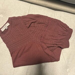 LOFT embroidered yoke top